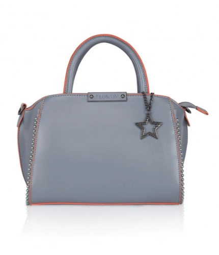 Women's Faux Leather Metal Beads Handbag (Grey)