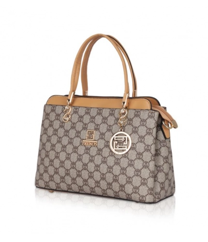 Women's Faux Leather Printed Handbag (Camel)