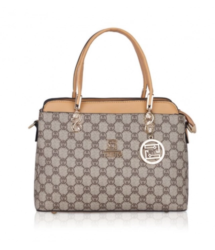 Women's Faux Leather Printed Handbag (Camel)