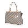 Women's Faux Leather Printed Handbag (Beige)