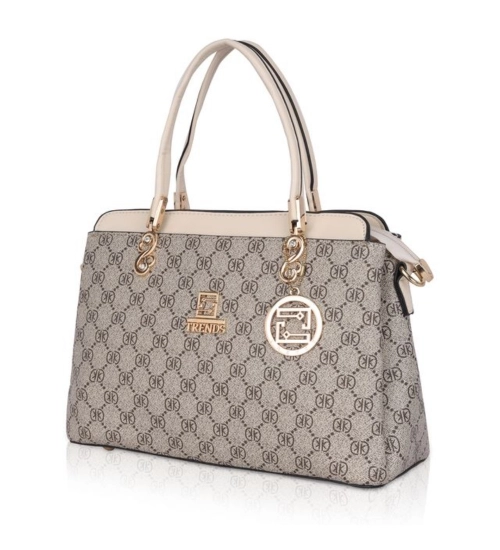 Women's Faux Leather Printed Handbag (Beige) Women's Faux Leather Printed Handbag (Beige)