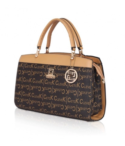 Women's Faux Leather Printed Handbag (Camel)