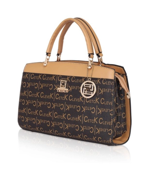 Women's Faux Leather Printed Handbag (Camel)