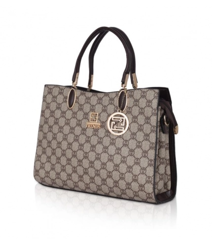 Women's Faux Leather Printed Handbag (Coffee)