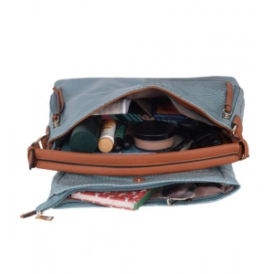 Generic Women's Faux Leather Textured Sling Bag (Blue)