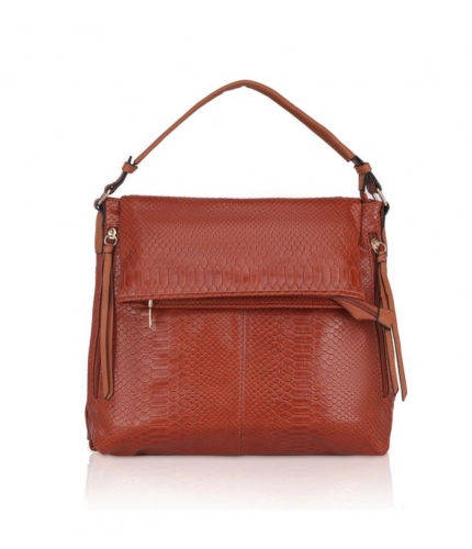 Women's Faux Leather Textured Sling Bag (Brown )