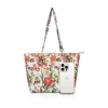 Women's Faux Leather Printed Tote Bag (White Orang) Women's Faux Leather Printed Tote Bag (White Orang)