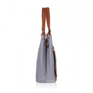Generic Women's Faux Leather Textured Tote Bag (Blue)