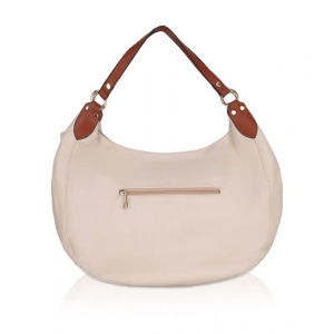 Generic Women's Faux Leather Solid Tote Bag (Off White)