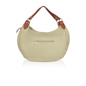 Generic Women's Faux Leather Solid Tote Bag (Beige)