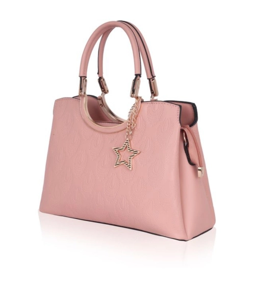 Women's Faux Leather Printed Adjustable Long Belt Handbag (Pink)