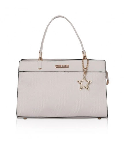 Women's Faux Leather Textured Adjustable Long Belt Handbag (White)