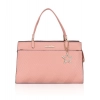 Women's Faux Leather Textured Adjustable Long Belt Handbag (Pink)
