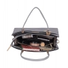 Women's Faux Leather Textured Adjustable Long Belt Handbag (Grey)
