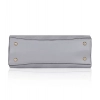 Women's Faux Leather Textured Adjustable Long Belt Handbag (Grey)