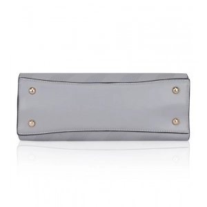 Generic Women's Faux Leather Textured Adjustable Long Belt Handbag (Grey)