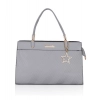 Women's Faux Leather Textured Adjustable Long Belt Handbag (Grey)