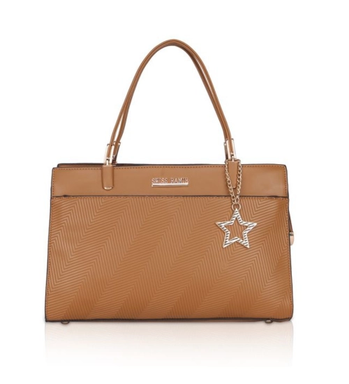 Women's Faux Leather Textured Adjustable Long Belt Handbag (Brown)