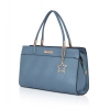 Women's Faux Leather Textured Adjustable Long Belt Handbag (Blue)