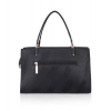 Women's Faux Leather Textured Adjustable Long Belt Handbag (Black)
