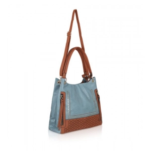 Generic Women's Faux Leather Textured Tote Bag (Grey)