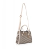 Women's Faux Leather Printed Handbag (Beige)