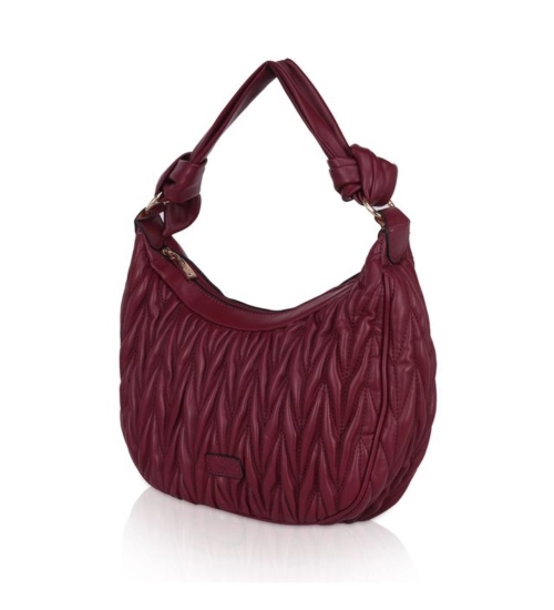 Women's Faux Leather Textured Handbag (Red)