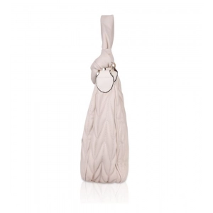 Generic Women's Faux Leather Textured Handbag (Beige White)