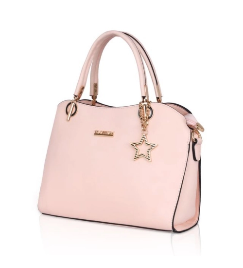 Women's Faux Leather Solid Handbag (Pink)