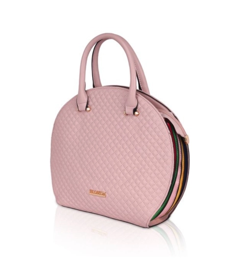 Women's Faux Leather Printed Adjustable Long Belt Handbag (Pink)