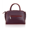 Women's Faux Leather Metal Beads Handbag (Wine Red)