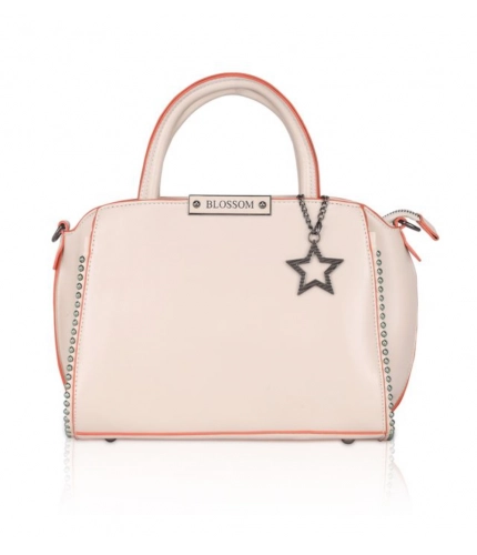 Women's Faux Leather Metal Beads Handbag (Pink)