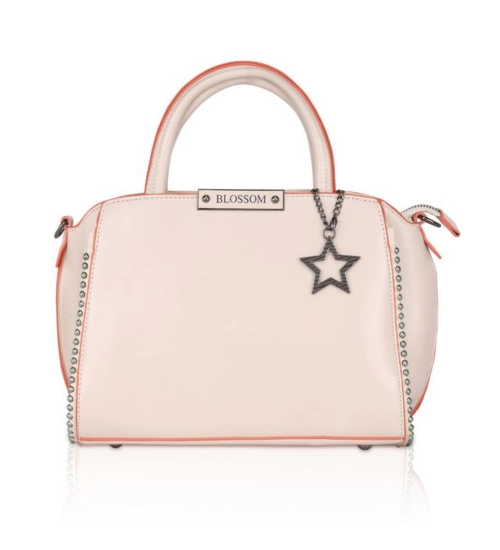 Women's Faux Leather Metal Beads Handbag (Pink)