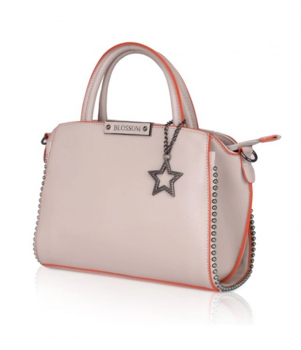 Women's Faux Leather Metal Beads Handbag (Khaki)