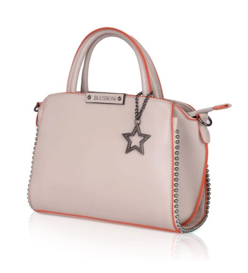 Women's Faux Leather Metal Beads Handbag (Khaki)