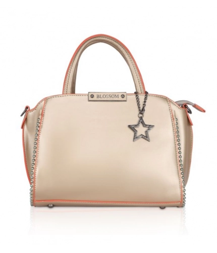 Women's Faux Leather Metal Beads Handbag (Gold)