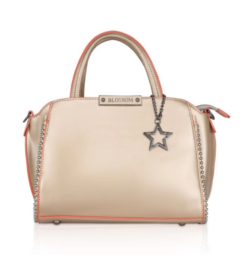 Women's Faux Leather Metal Beads Handbag (Gold)