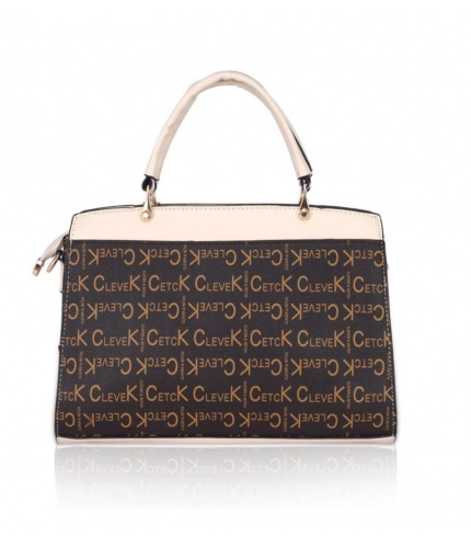Women's Faux Leather Printed Handbag (Beige)