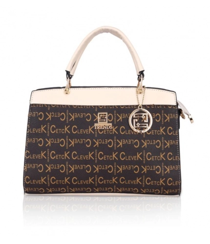 Women's Faux Leather Printed Handbag (Beige)