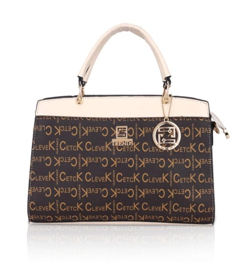 Women's Faux Leather Printed Handbag (Beige)