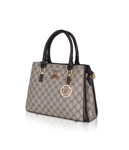 Women's Faux Leather Printed Handbag (Coffee)
