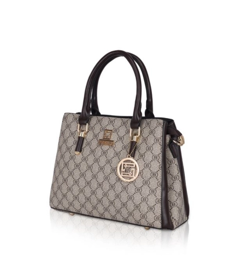 Women's Faux Leather Printed Handbag (Coffee)