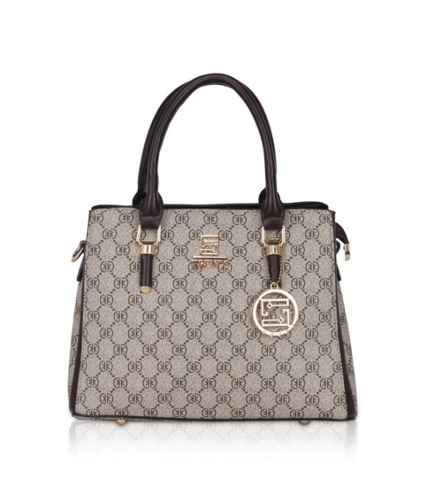 Women's Faux Leather Printed Handbag (Coffee)