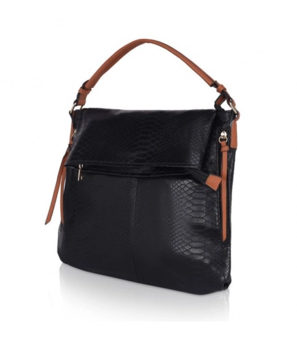 Women's Faux Leather Textured Sling Bag (Black)
