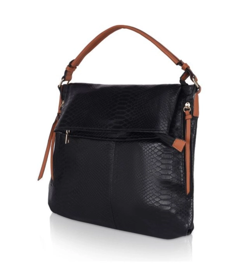 Women's Faux Leather Textured Sling Bag (Black)