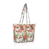 Women's Faux Leather Printed Tote Bag (White Orang) Women's Faux Leather Printed Tote Bag (White Orang)