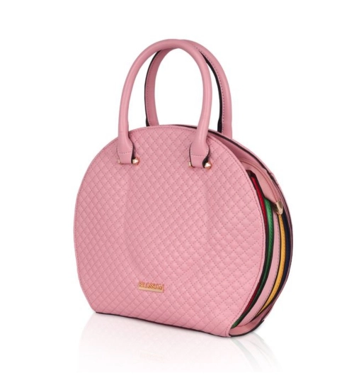 Women's Faux Leather Printed Adjustable Long Belt Handbag (Pink)