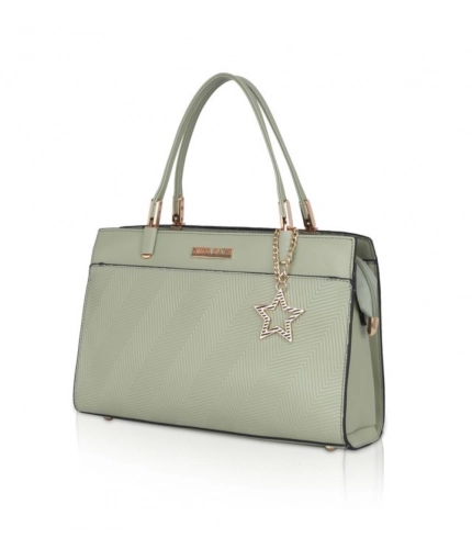 Women's Faux Leather Textured Adjustable Long Belt Handbag (Green)