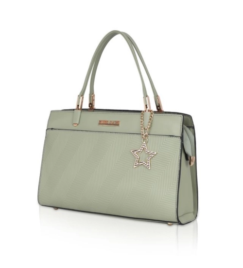 Women's Faux Leather Textured Adjustable Long Belt Handbag (Green)