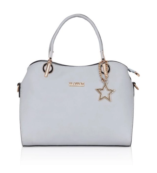 Women's Faux Leather Solid Handbag (Blue)